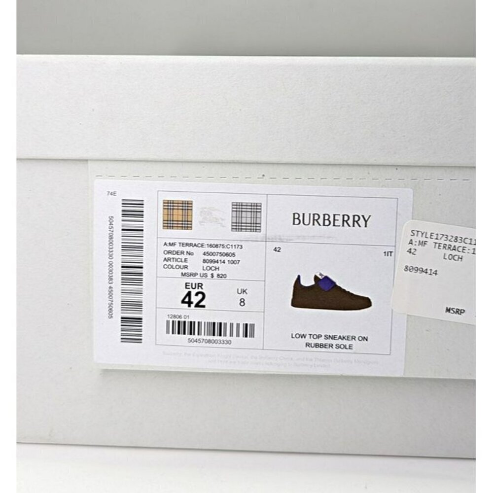 Burberry Men's Terrace Low Top Leather Sneakers in Loch Size 42 (MSRP $820) - Picture 12 of 12